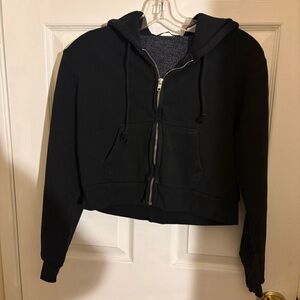 BRANDY MELVILLE black crop zip-up hoodie jacket